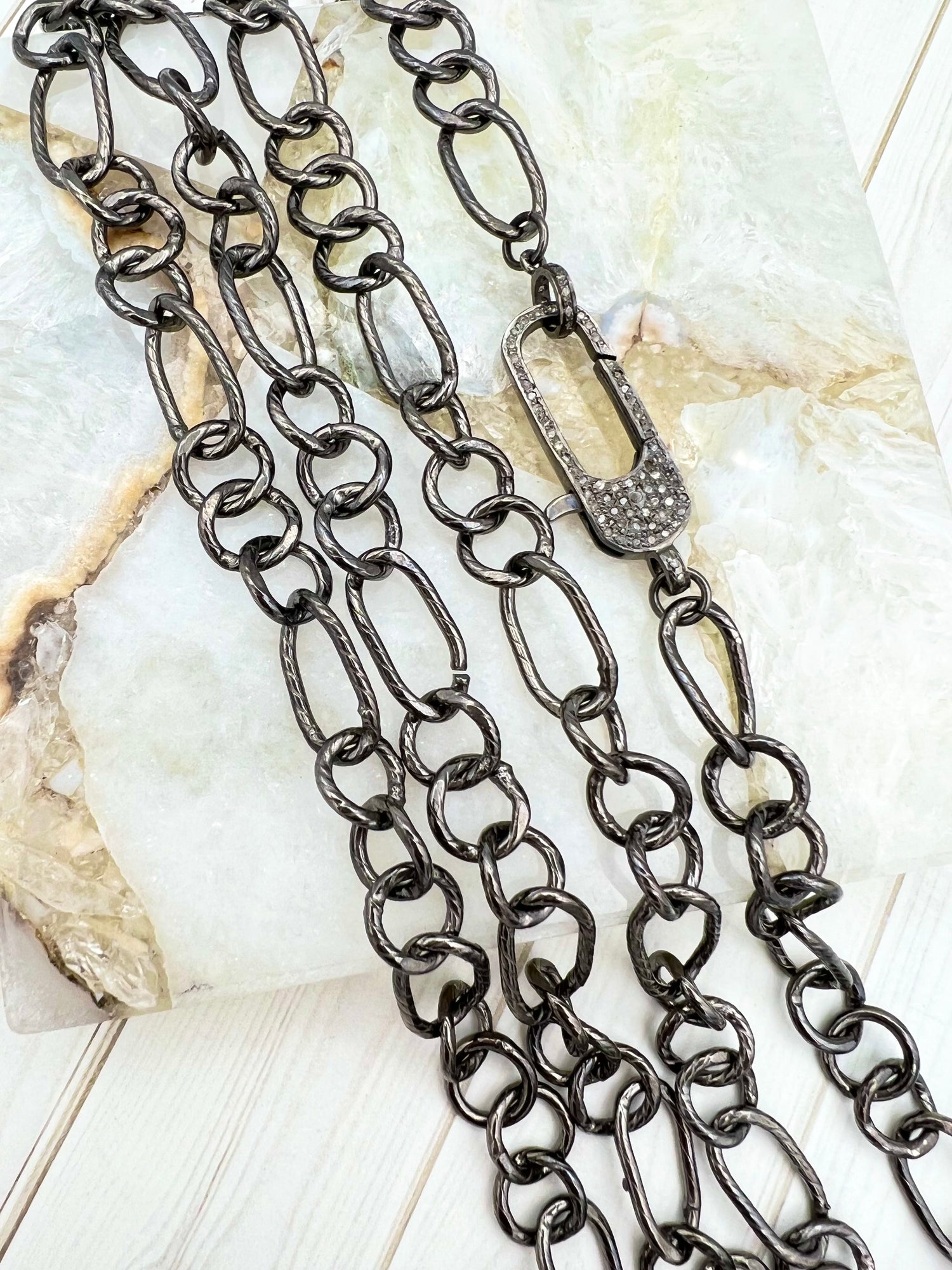 Bridgeland Pave Diamond Clasp and Chain | Ulka Rocks