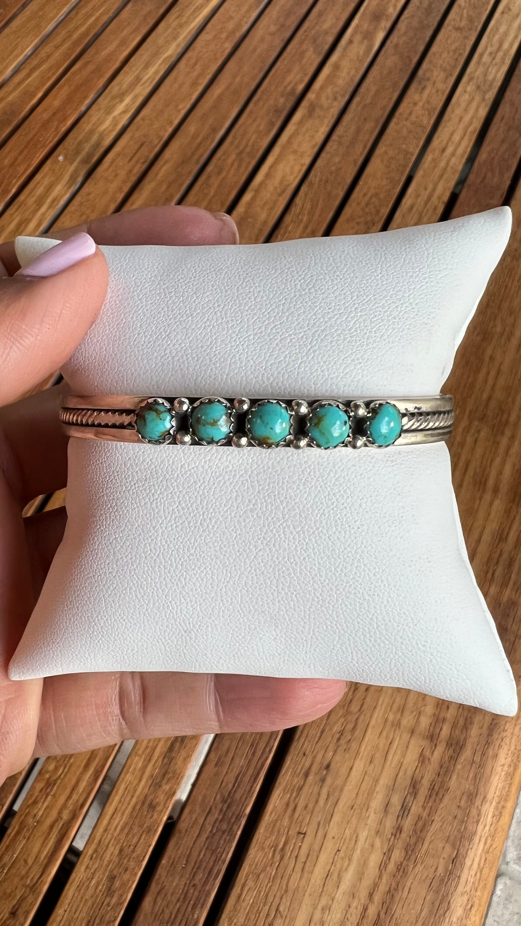 Kingman Blue Turquoise Sterling Silver Bracelet Cuffs | Ulka Rocks