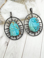 Special Edition: Carved Buddha Kingman Blue Turquoise Pendants | Ulka Rocks