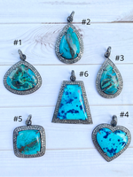 Tiago Collection - Shattuckite and Chrysocolla Pendants | Ulka Rocks