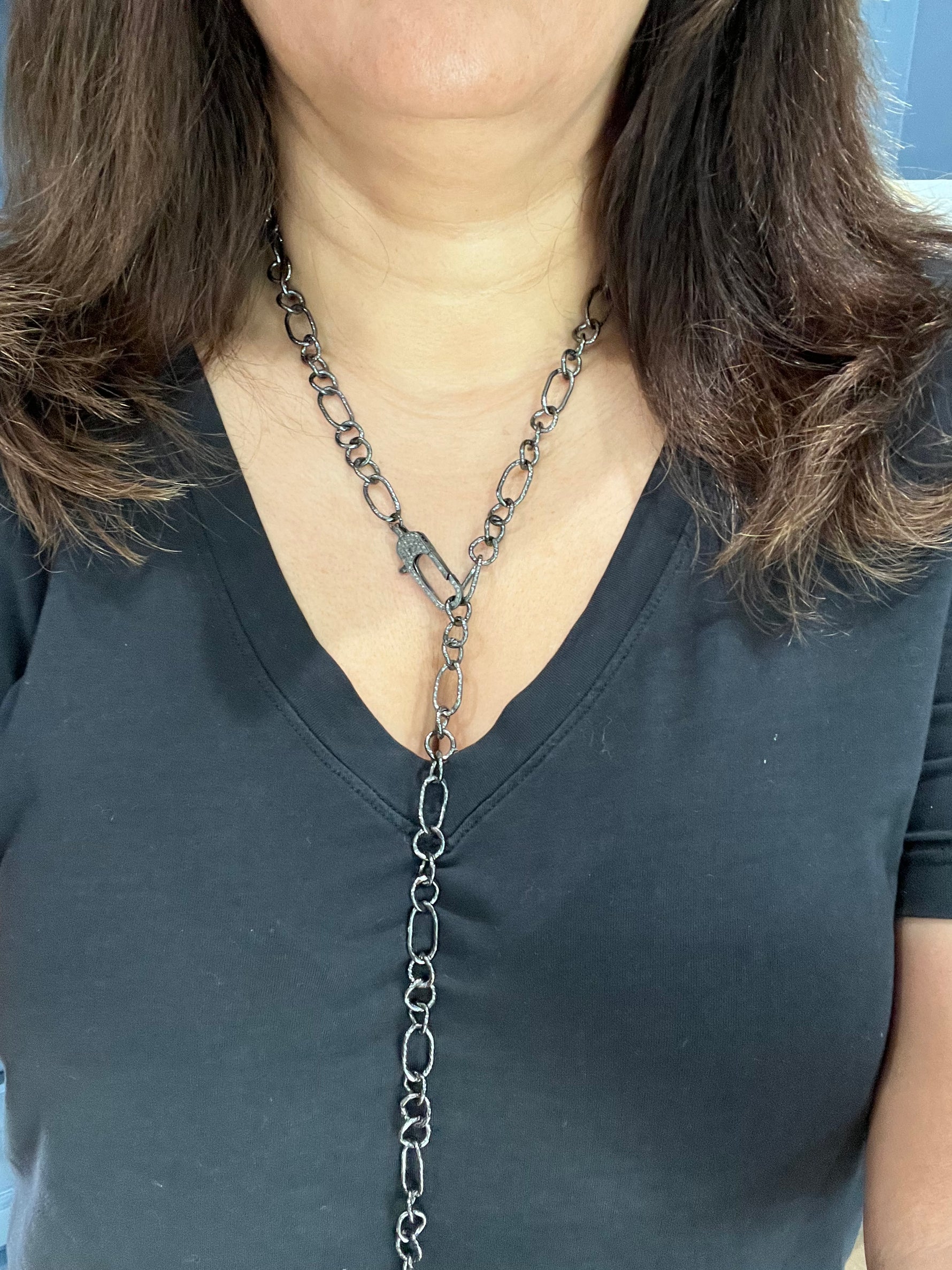 Bridgeland Pave Diamond Clasp and Chain | Ulka Rocks
