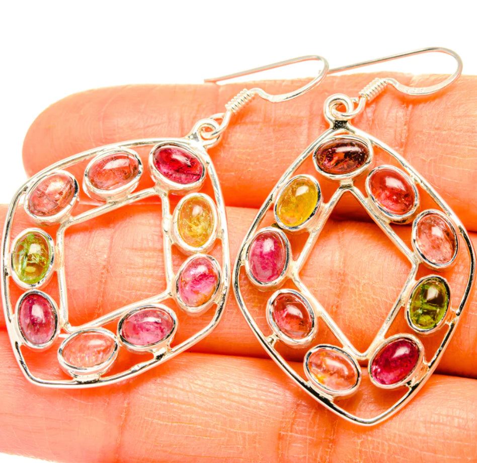 Red Tourmaline Sterling Silver Earrings | Ulka Rocks