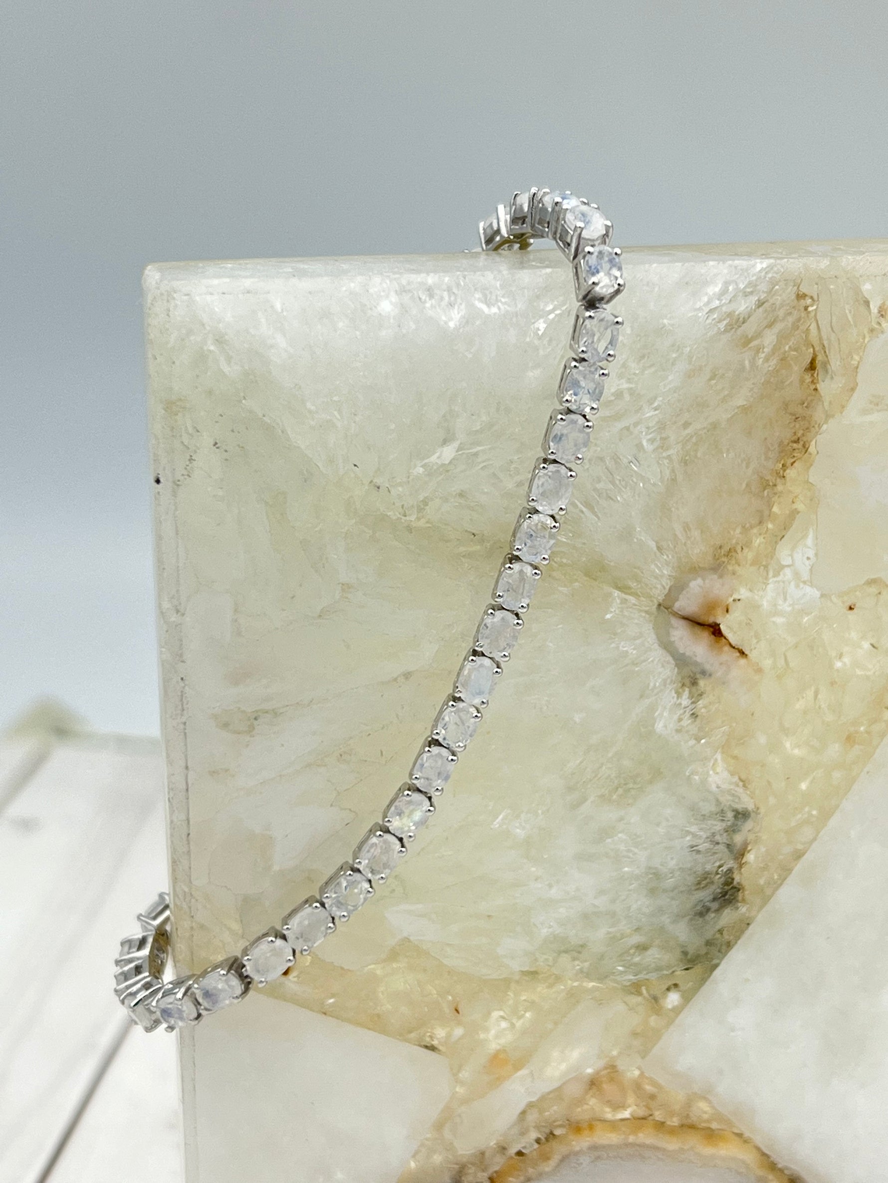 Rainbow Blue Moonstone Tennis Bracelet | Ulka Rocks