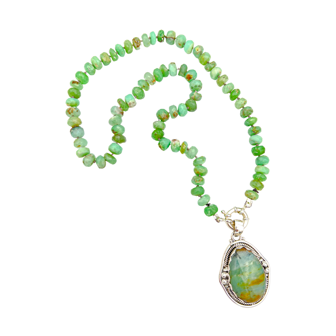 Cresson Collection - Chrysoprase Necklace and Peruvian Green Opal Pendant | Ulka Rocks