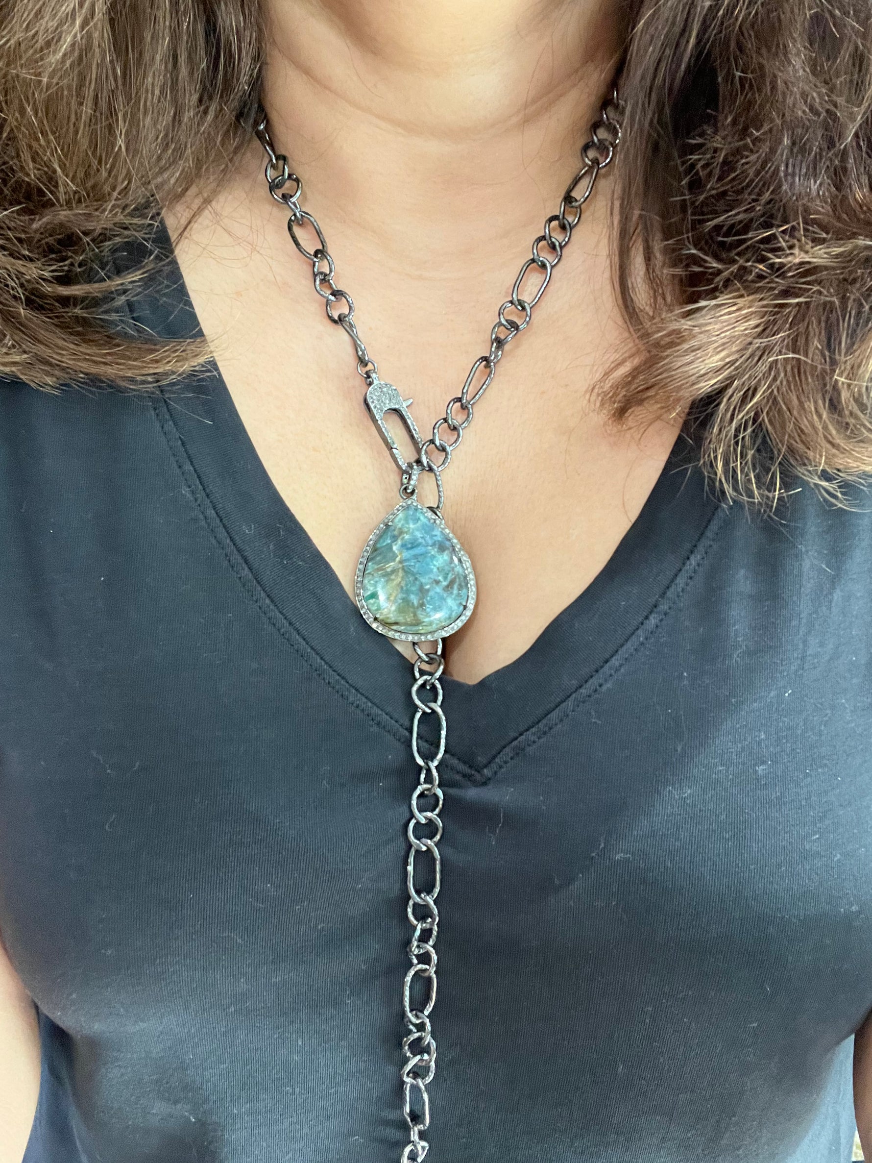 Bridgeland Pave Diamond Clasp and Chain | Ulka Rocks