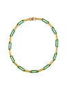 18” Malachite Flower Etched Necklace in 14k Gold