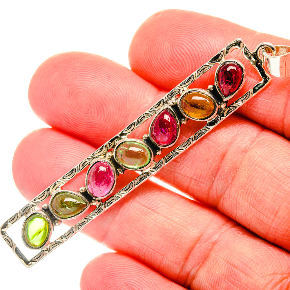 Pink Tourmaline Sterling Silver Bar Pendants | Ulka Rocks