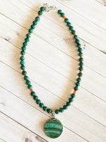 18" Green Malachite Sterling Silver Necklace | Ulka Rocks