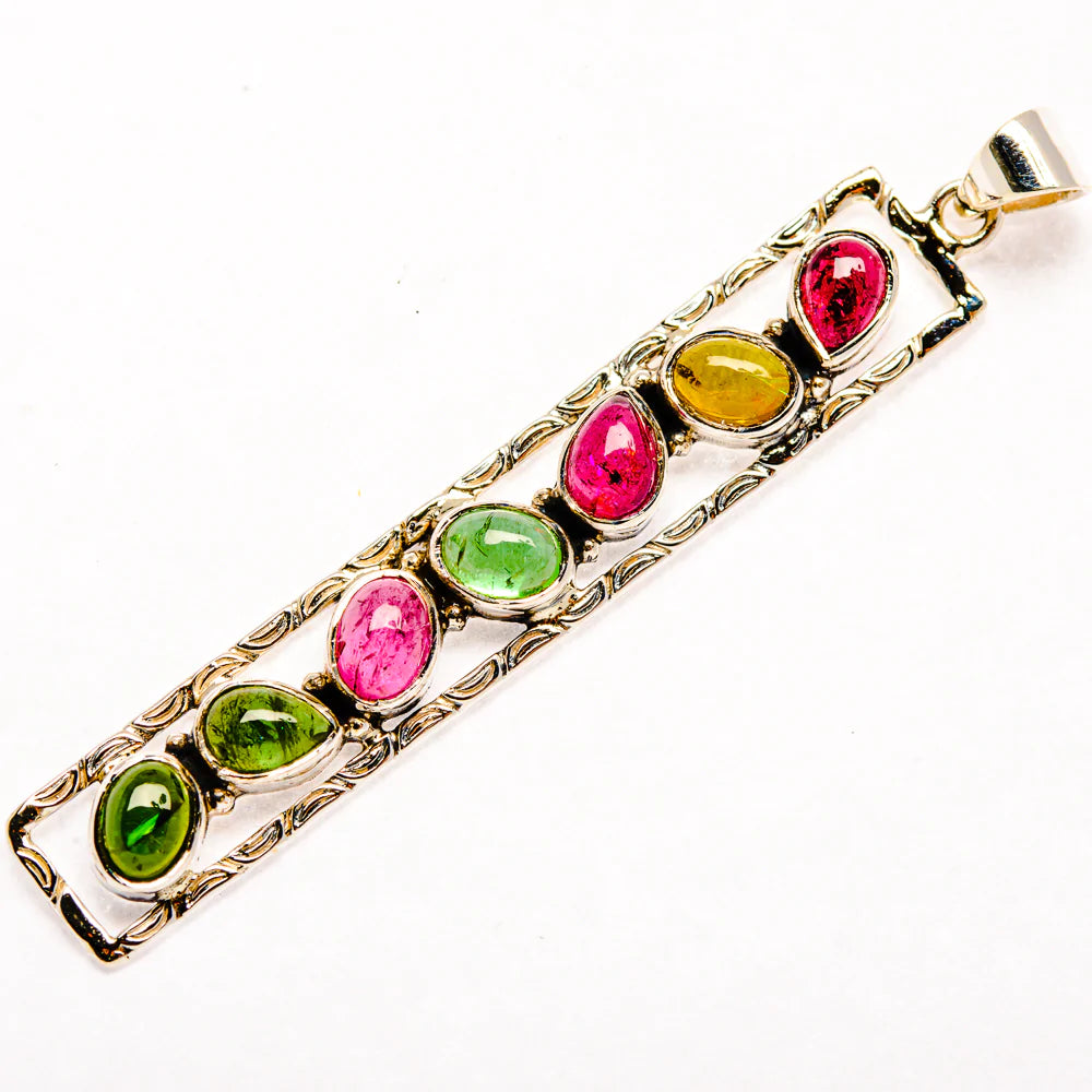Pink Tourmaline Sterling Silver Bar Pendants | Ulka Rocks