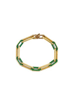7" Green Malachite Flower Etched Bracelet in 14K Gold | Ulka Rocks