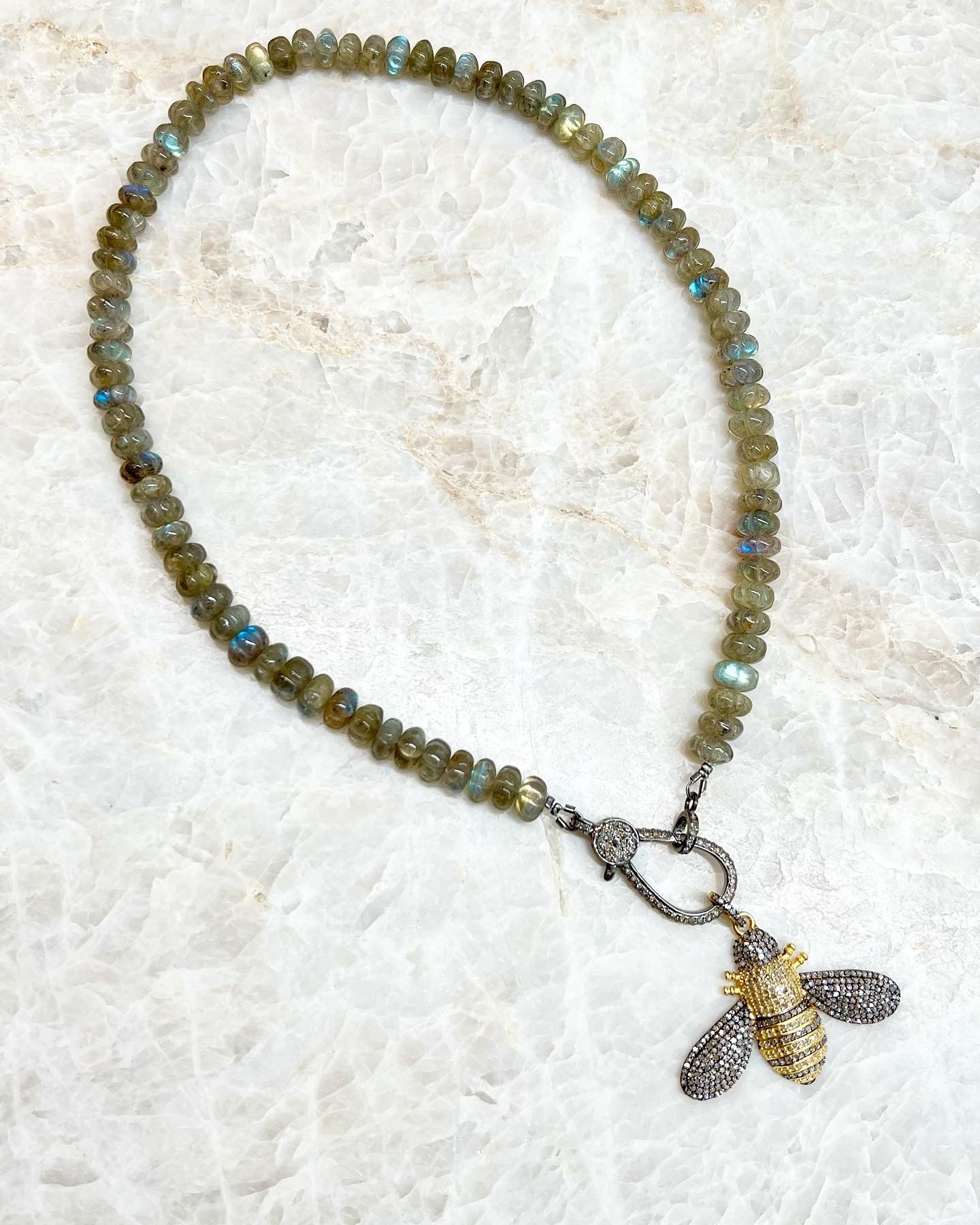 Carved Brown Labradorite Necklace | Ulka Rocks