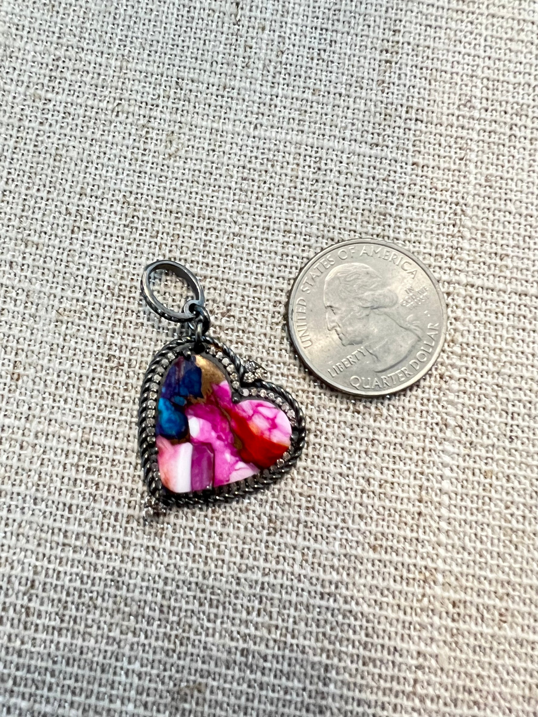 Rare Kingman Orange Turquoise Mohave Heart Pendants | Ulka Rocks