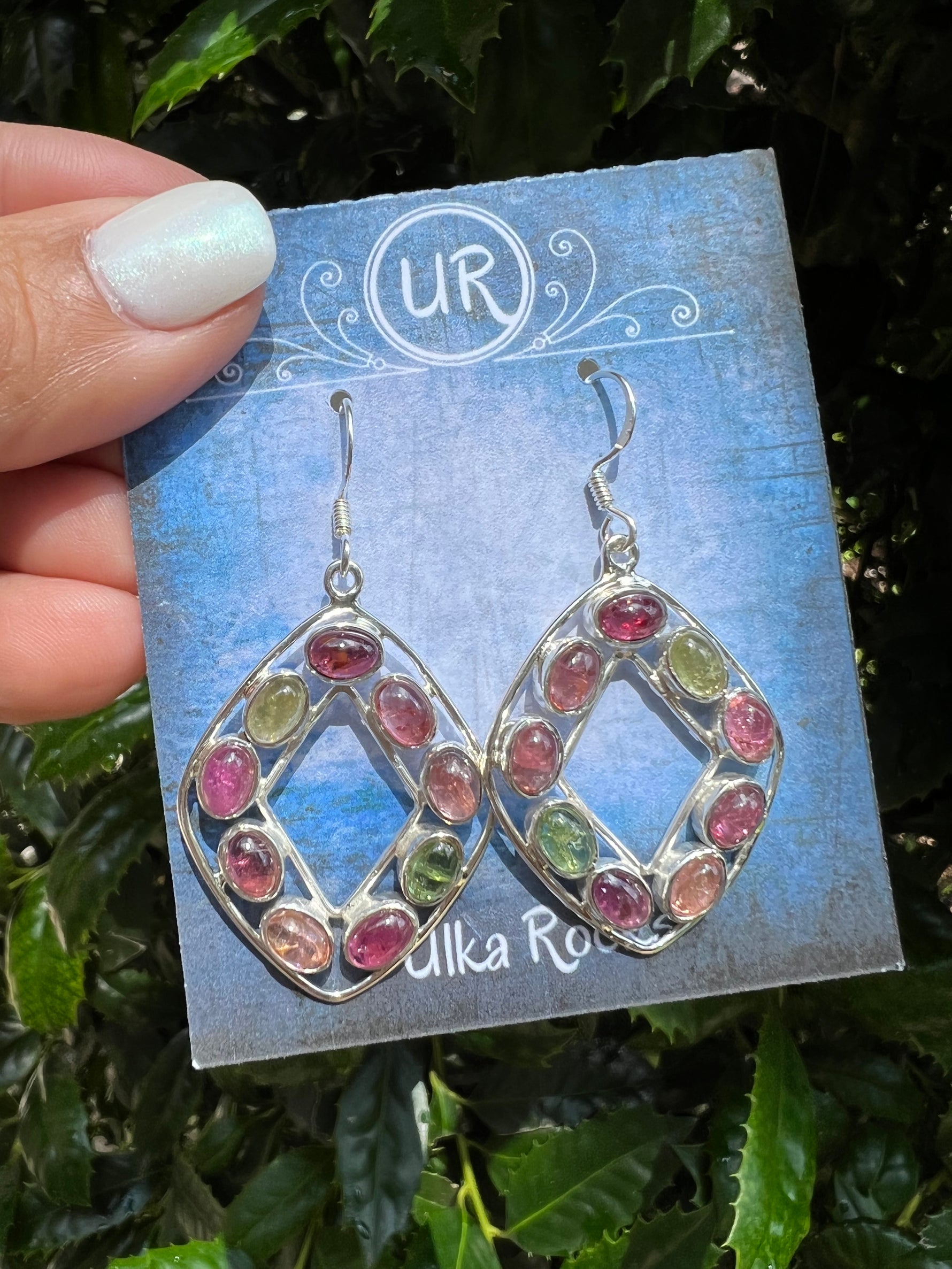 Red Tourmaline Sterling Silver Earrings | Ulka Rocks