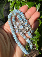 Blue Moonstone Teardrop Starburst Koss Pendant | Ulka Rocks