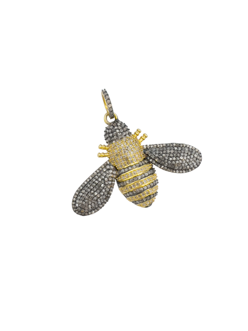 Sterling Silver and Gold Diamond Bee Pendants | Ulka Rocks
