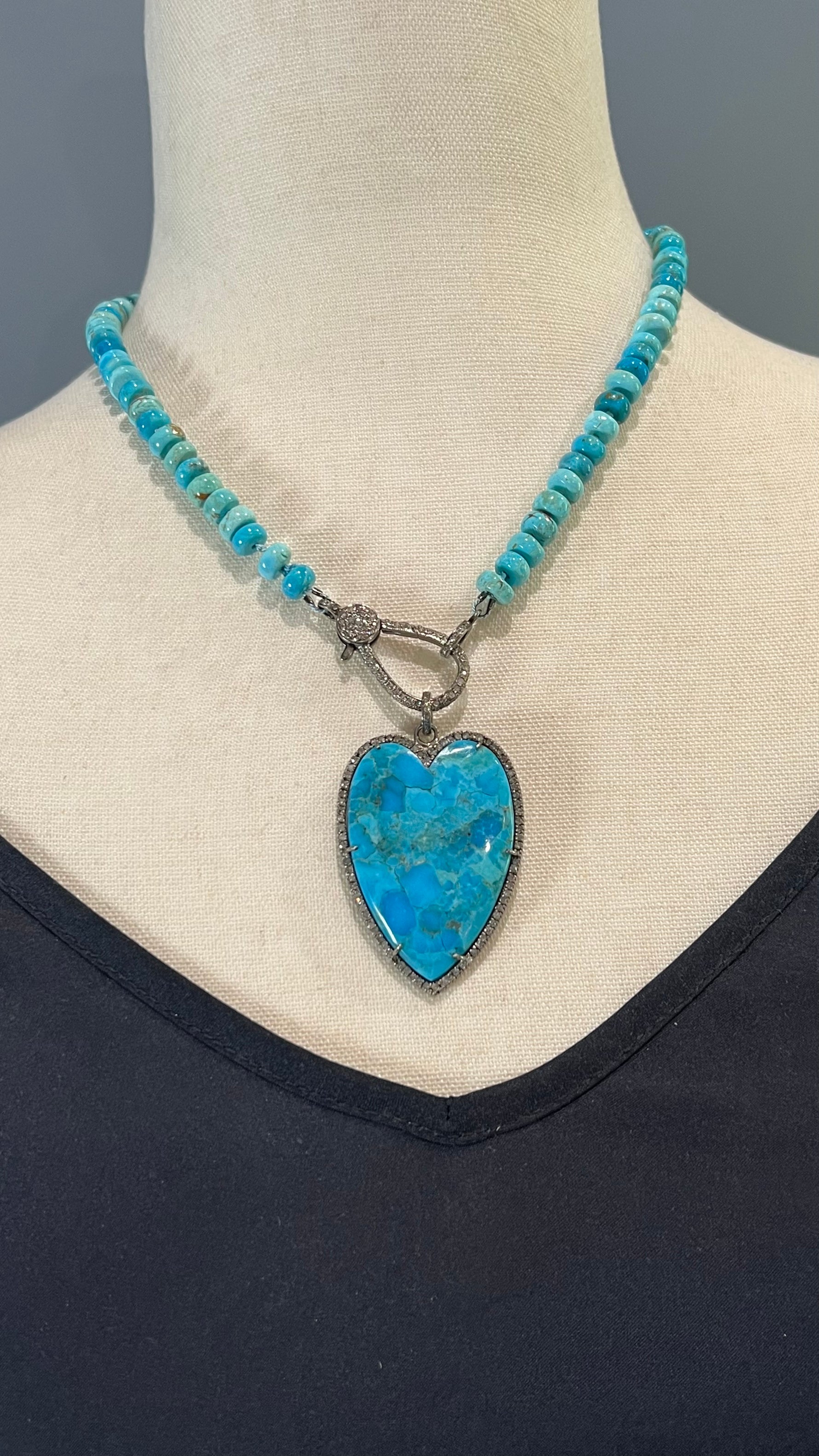 Iron Mountain Blue Turquoise Necklace and Kingman Heart Pendant | Ulka Rocks