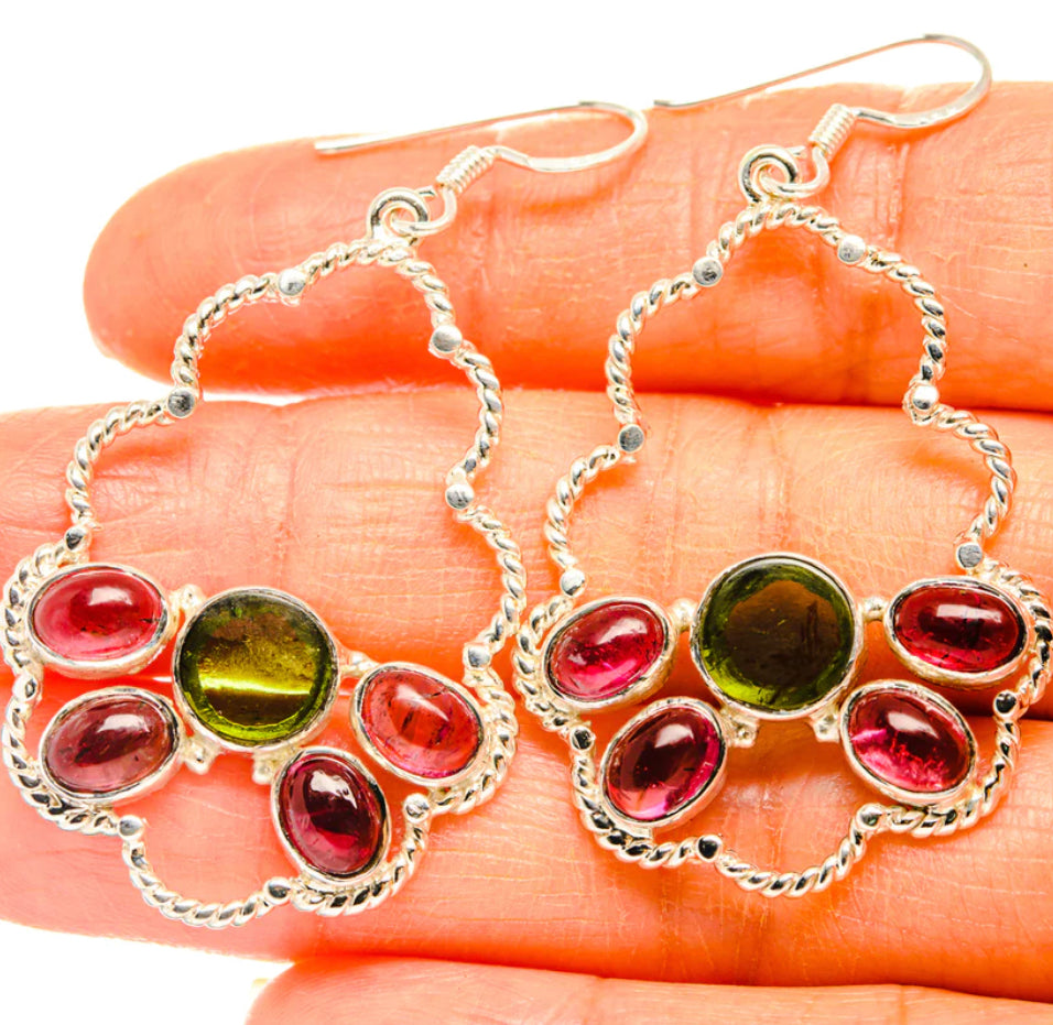 Red Tourmaline Sterling Silver Earrings | Ulka Rocks