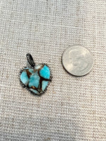 Rare Kingman Orange Turquoise Mohave Heart Pendants | Ulka Rocks