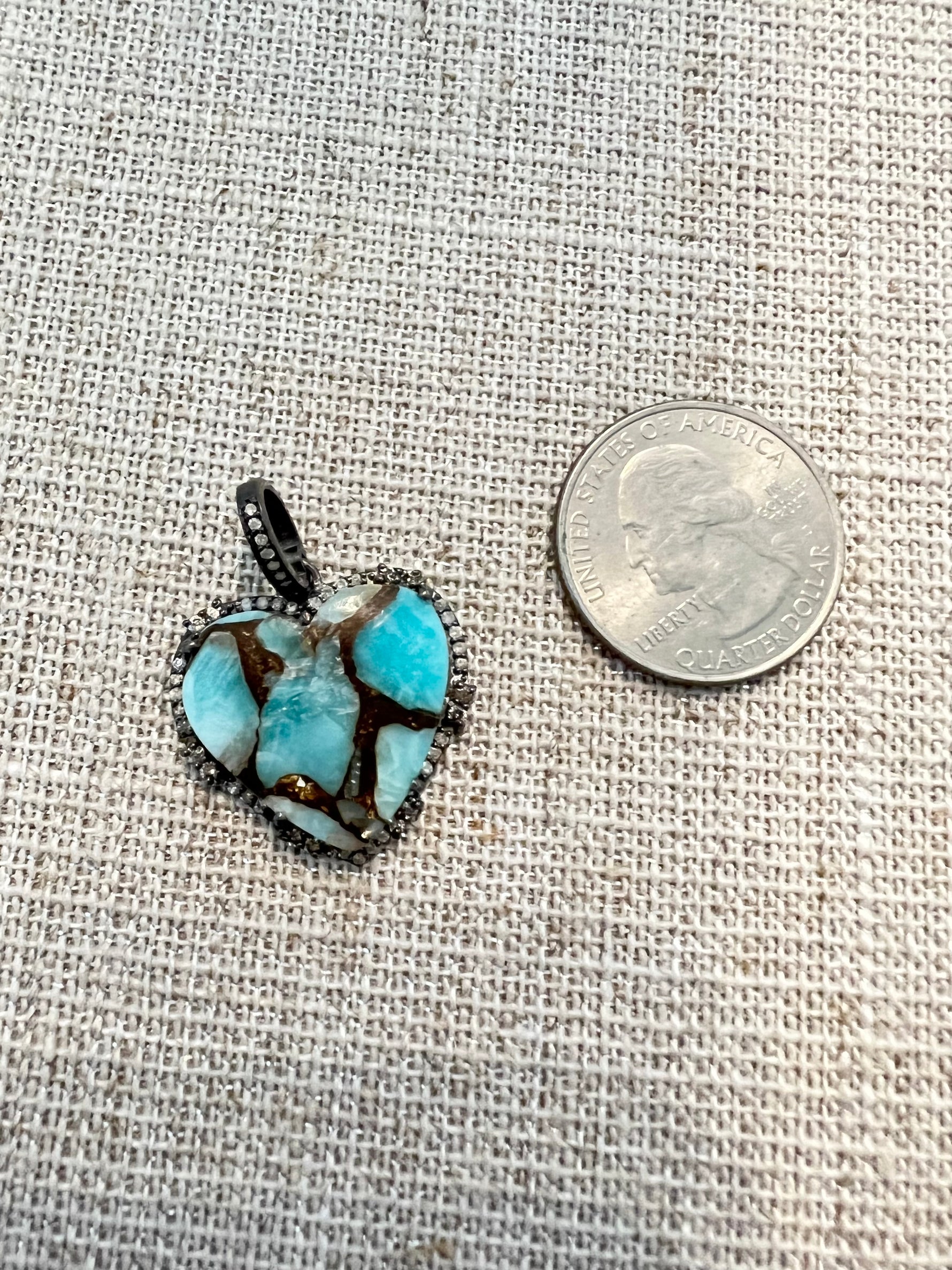 Rare Kingman Orange Turquoise Mohave Heart Pendants | Ulka Rocks