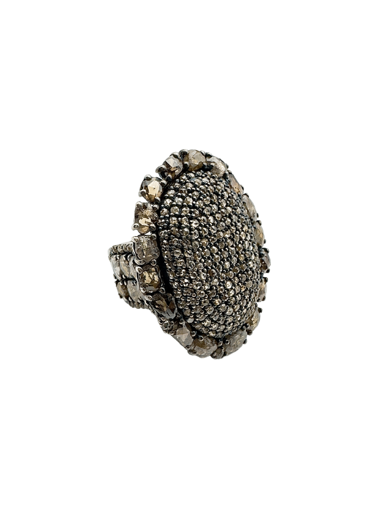 Champagne Rose Cut Colored Diamond Statement Ring - Size 7-7.5 | Ulka Rocks