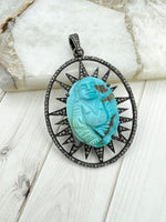 Special Edition: Carved Buddha Kingman Blue Turquoise Pendants | Ulka Rocks