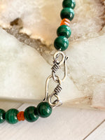 18" Green Malachite Sterling Silver Necklace | Ulka Rocks