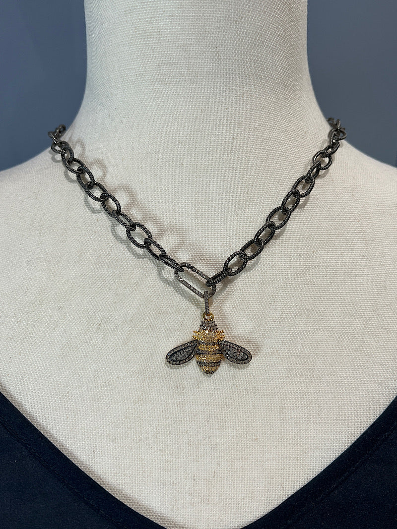 Sterling Silver and Gold Diamond Bee Pendants | Ulka Rocks