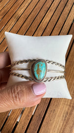 Kingman Blue Turquoise Sterling Silver Bracelet Cuffs | Ulka Rocks