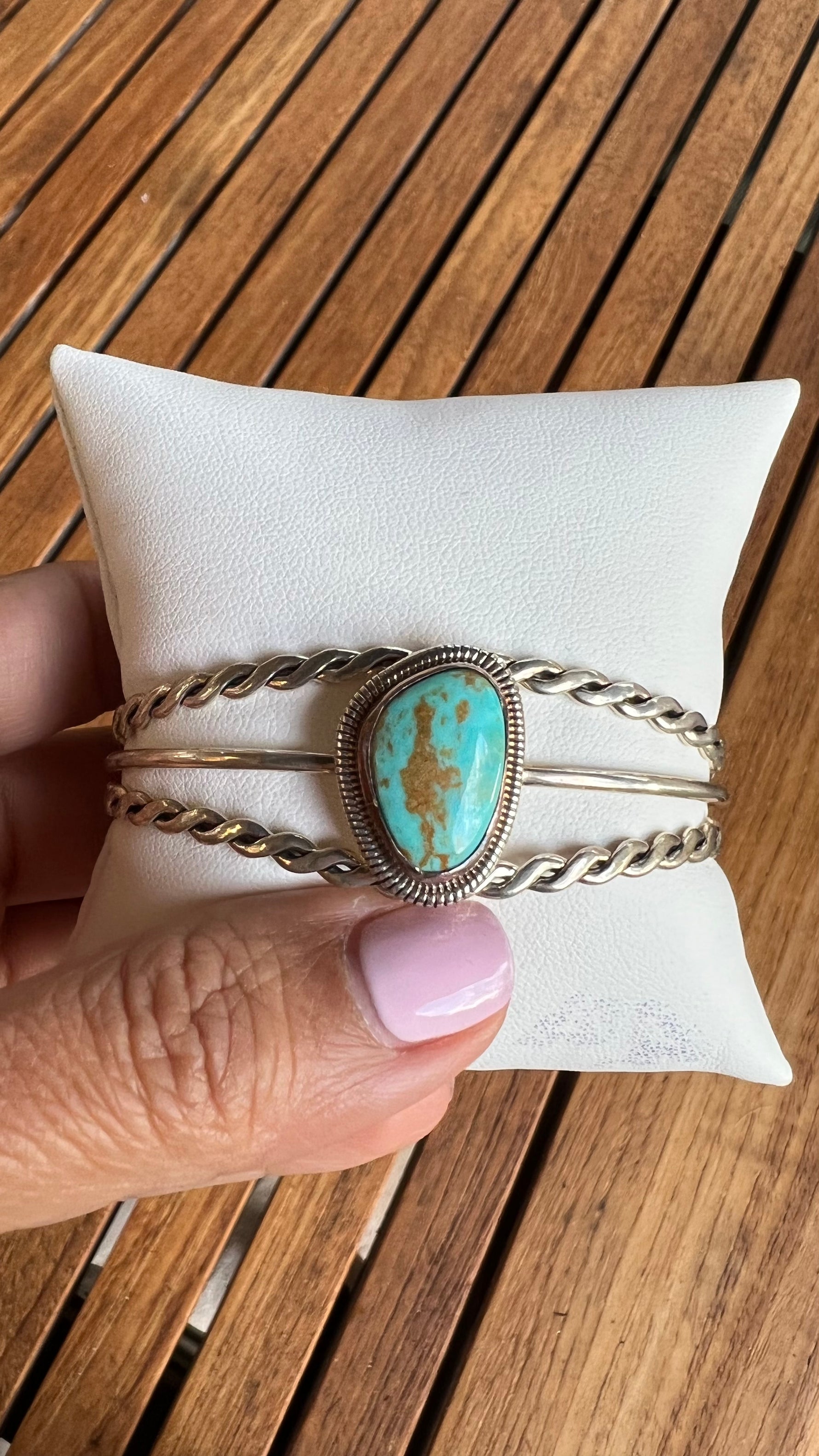 Kingman Blue Turquoise Sterling Silver Bracelet Cuffs | Ulka Rocks