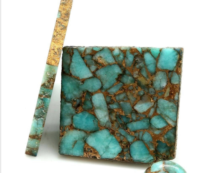 Diamond and Turquoise pendant alternate angle showing natural stone variation