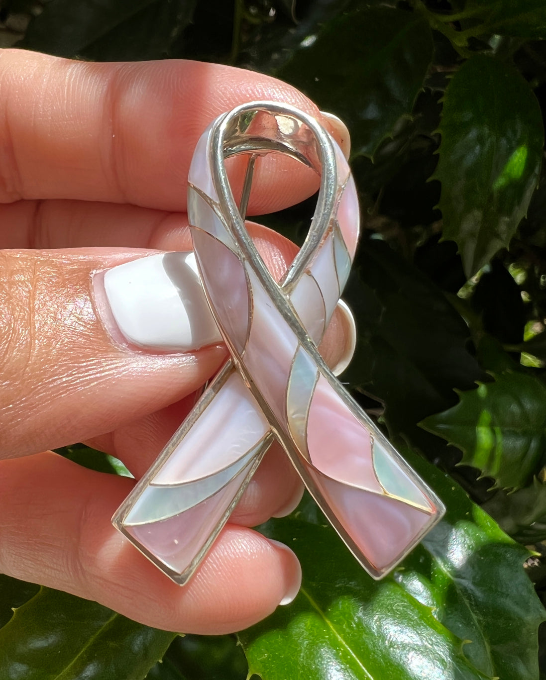 Pink Ribbon Mother of Pearl Pin | Ulka Rocks