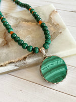 18" Green Malachite Sterling Silver Necklace | Ulka Rocks