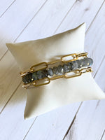 Tira Collection - Labradorite Paper Clip Chain Bracelet | Ulka Rocks