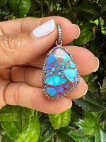 Diamond and Turquoise jewelry alternate angle showing natural stone variation