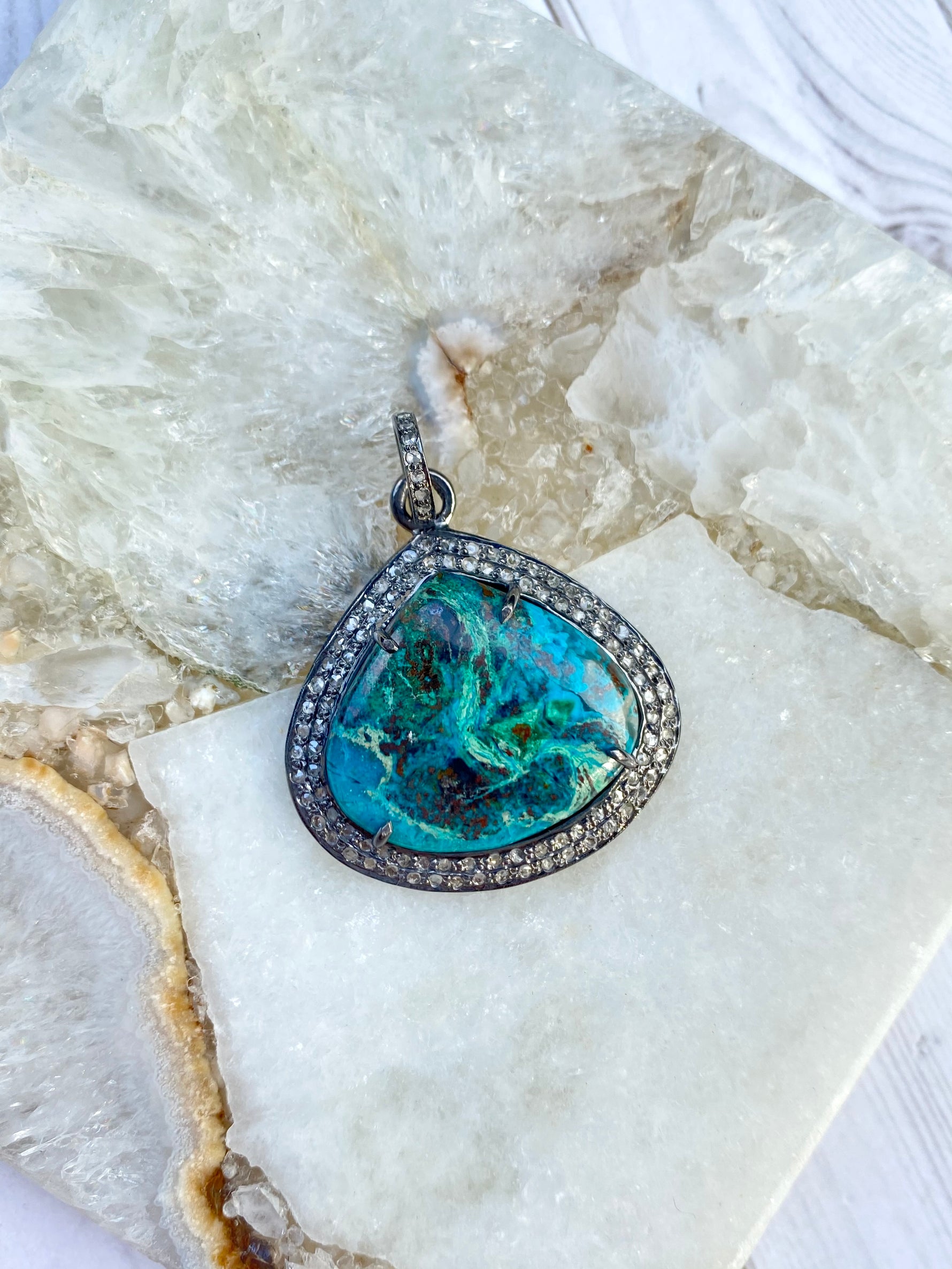 Tiago Collection - Shattuckite and Chrysocolla Pendants | Ulka Rocks