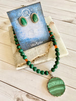 18" Green Malachite Sterling Silver Necklace | Ulka Rocks