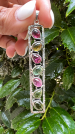 Pink Tourmaline Sterling Silver Bar Pendants | Ulka Rocks