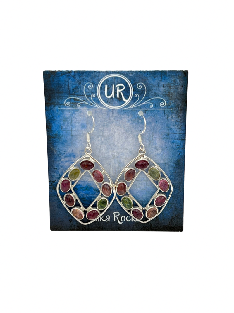Red Tourmaline Sterling Silver Earrings | Ulka Rocks