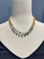 Blue Amazonite and Gold Necklace | Ulka Rocks
