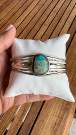 Kingman Blue Turquoise Sterling Silver Bracelet Cuffs | Ulka Rocks