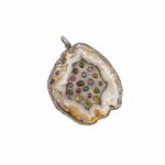 Diamond and Opal pendant alternate angle showing natural stone variation