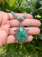 Green Emerald Diamond Starburst Necklace | Ulka Rocks