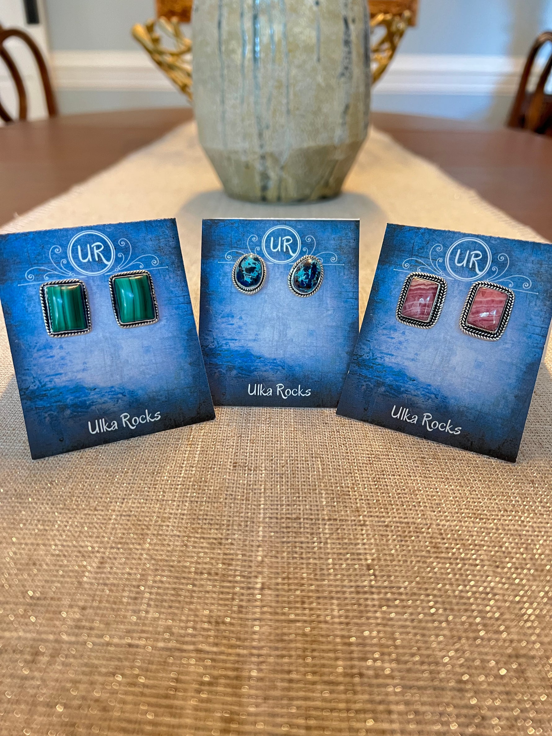 Natural Gemstone Sterling Silver Stud Earrings | Ulka Rocks