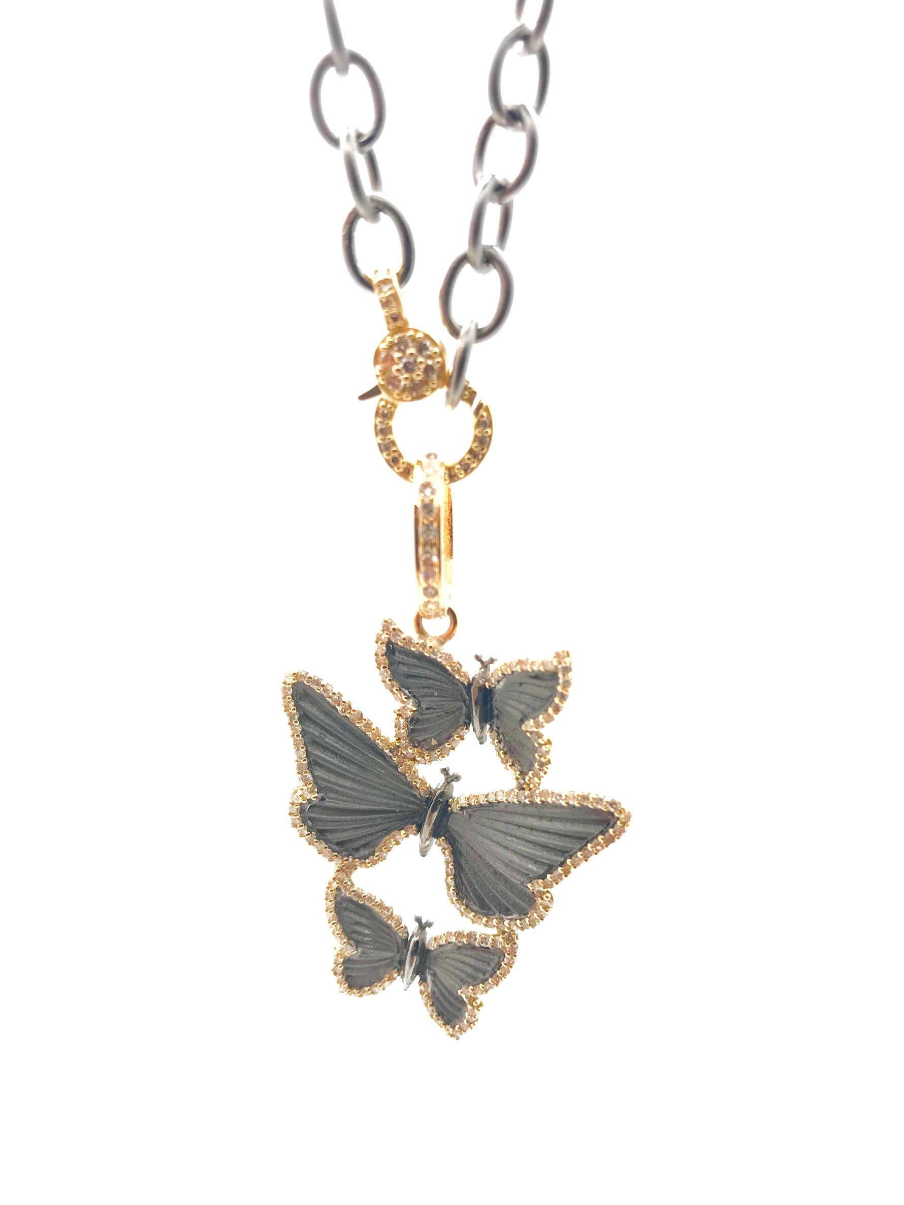 Diamond Butterfly Necklace in 14K Gold & Silver | Ulka Rocks