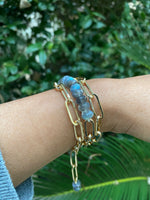 Tira Collection - Labradorite Paper Clip Chain Bracelet | Ulka Rocks