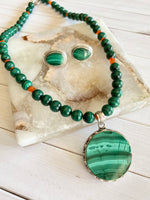 18" Green Malachite Sterling Silver Necklace | Ulka Rocks