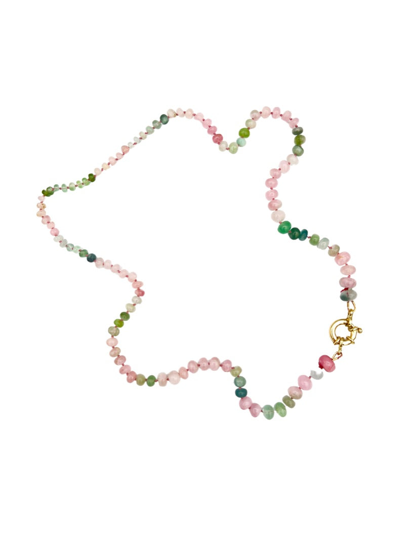 Pastel Afghan Pink Tourmaline 18" Necklace with 14K Gold Clasp | Ulka Rocks