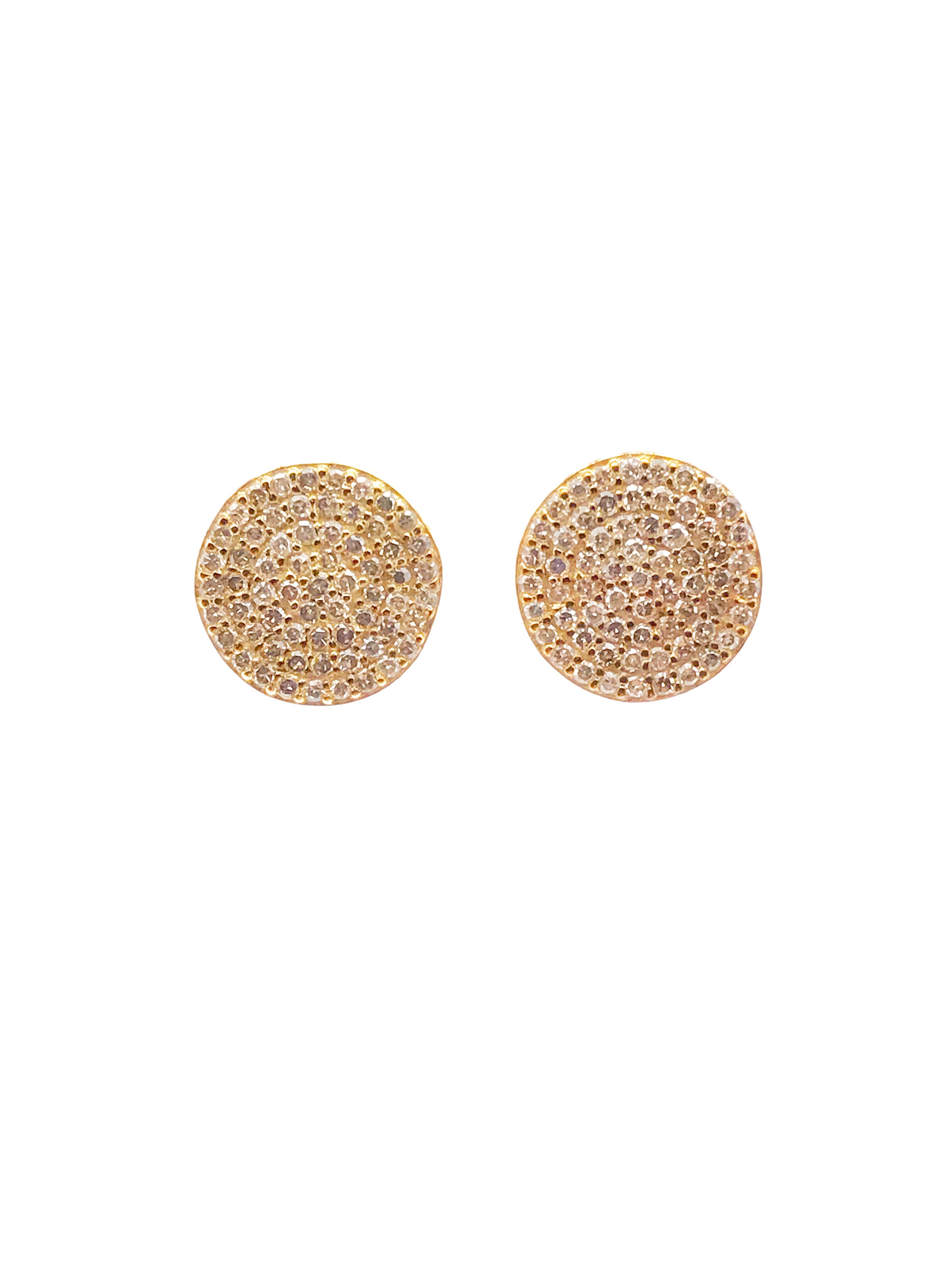 Warrenton diamond disc earrings in 14k gold