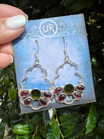Red Tourmaline Sterling Silver Earrings | Ulka Rocks