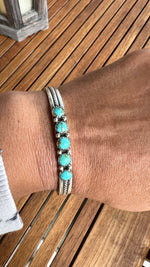 Kingman Blue Turquoise Sterling Silver Bracelet Cuffs | Ulka Rocks